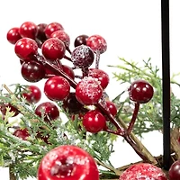 Northlight Apples And Berries Triple Pillar - 36in - Green And Red Candle Holder