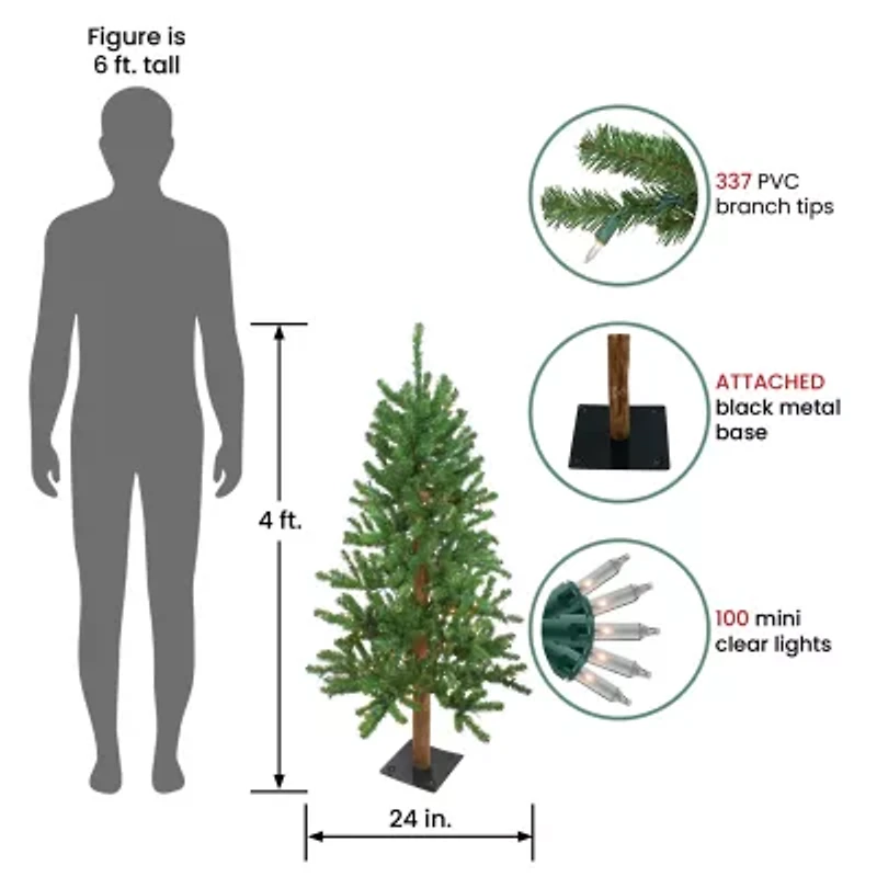 Northlight Pre-Lit Medium Alpine Clear Lights 4 Foot Pine Christmas Tree