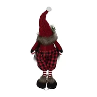 Northlight Buffalo Plaid Girl With Pigtails Figure - 17in - Red And Black Christmas Gnome