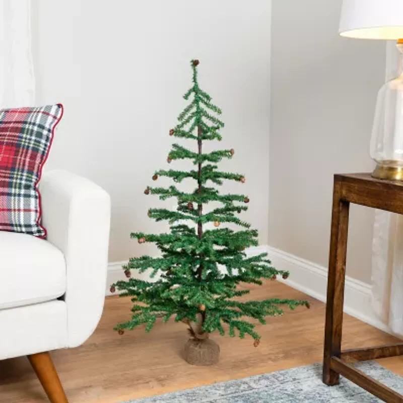 Northlight Medium With Mini Pine Cones In Burlap Base Unlit 3 Foot Pine Christmas Tree