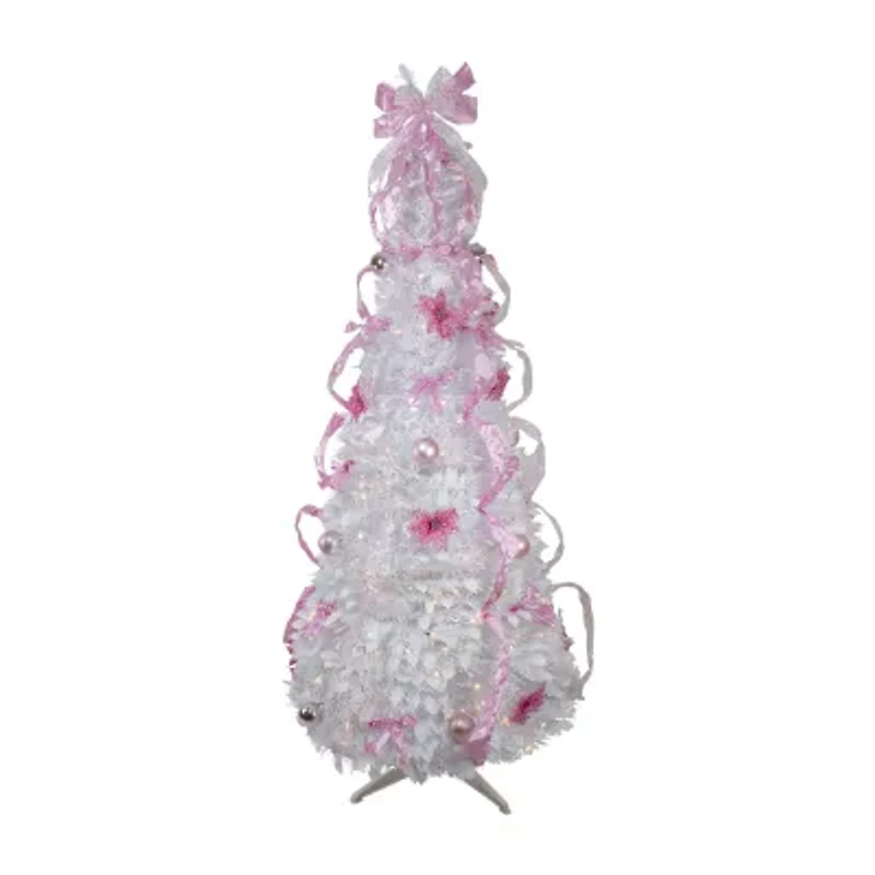 Northlight Pre-Lit White And Pink Pre-Decorated Pop-Up 6 Foot Christmas Tree