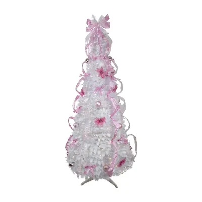 Northlight Pre-Lit White And Pink Pre-Decorated Pop-Up 6 Foot Christmas Tree