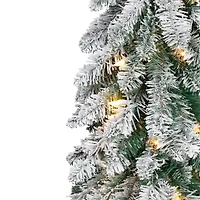 Northlight 4ft Prelit Pencil Flocked Alpine Artificial Clear Lights 4 Foot Flocked Pine Christmas Tree