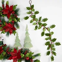 Northlight Glittered Holly With Berry - 3.5ft X 9in - Unlit Christmas Indoor Garland