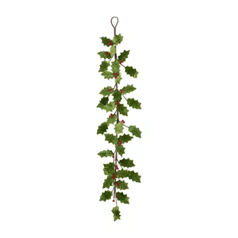 Northlight Glittered Holly With Berry - 3.5ft X 9in - Unlit Christmas Indoor Garland