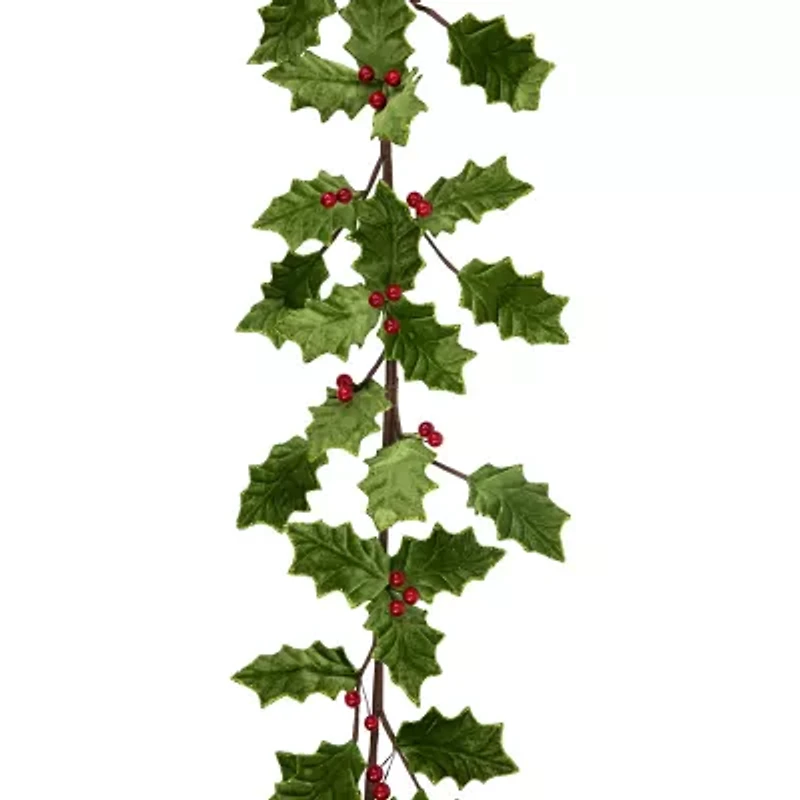 Northlight Glittered Holly With Berry - 3.5ft X 9in - Unlit Christmas Indoor Garland