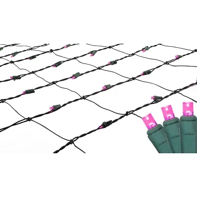 Northlight 4ft X 6ft Raspberry Pink Led Wide Angle - Green Wire Net Lights