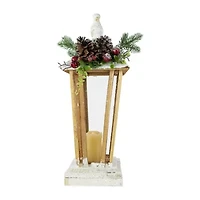 Northlight 18in Led Lighted Natural And White Storm Lantern Decorative Lantern