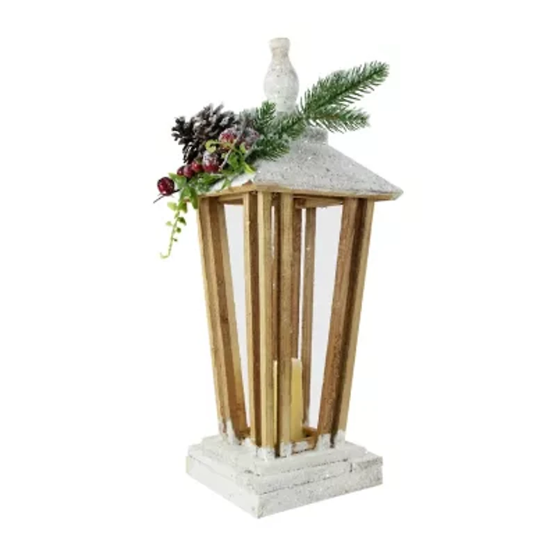 Northlight 18in Led Lighted Natural And White Storm Lantern Decorative Lantern