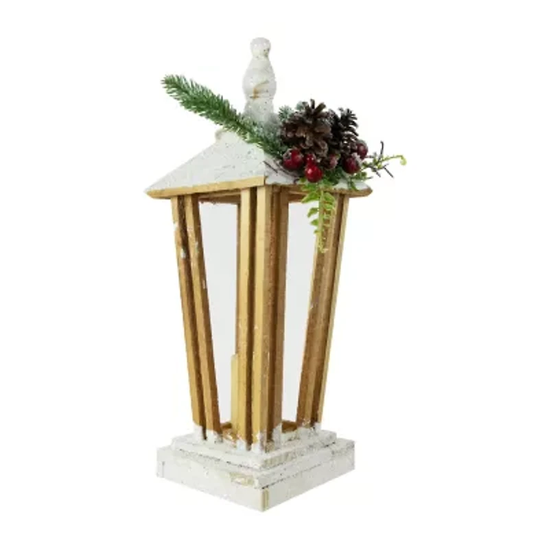 Northlight 18in Led Lighted Natural And White Storm Lantern Decorative Lantern