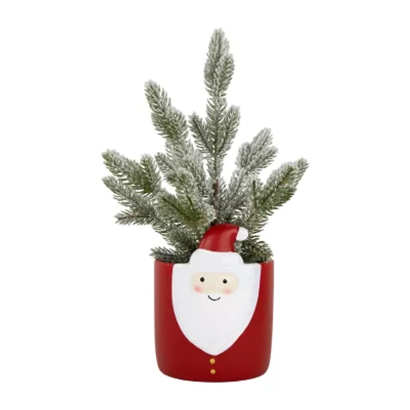 Northlight Mini Frosted In Santa Pot Unlit 1 Foot Christmas Tree