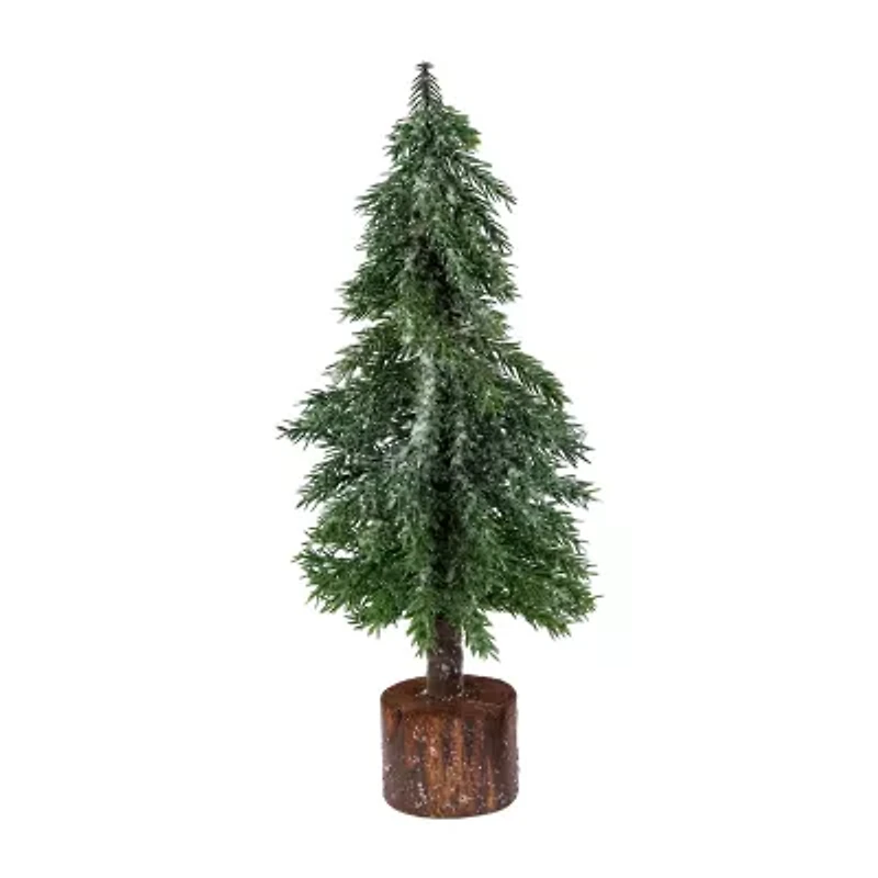 Northlight Frosted Icy Pine With Jute Base Unlit 1 Foot Pine Christmas Tree