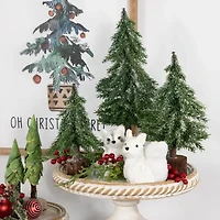 Northlight Frosted Icy Pine With Jute Base Unlit 1 Foot Pine Christmas Tree