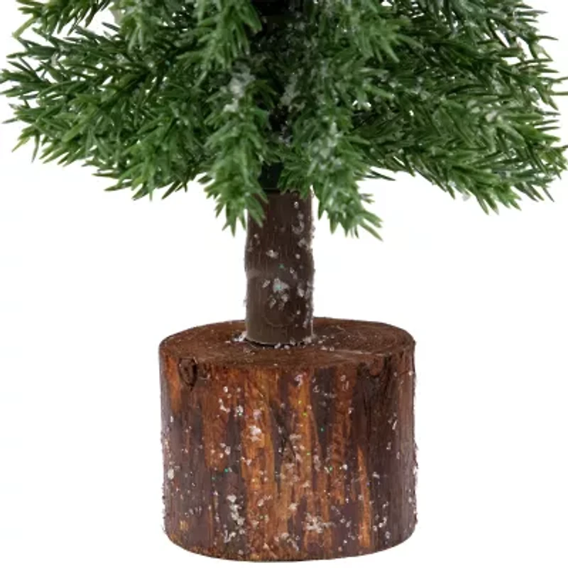 Northlight Frosted Icy Pine With Jute Base Unlit 1 Foot Pine Christmas Tree