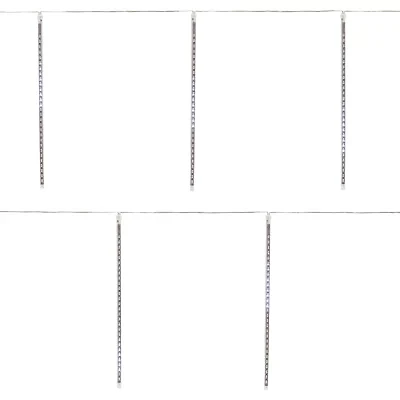 Northlight Set Of 10 White Led Snowfall Icicle Tube Lights - 20.5 Ft Clear Wire Indoor Icicle Lights