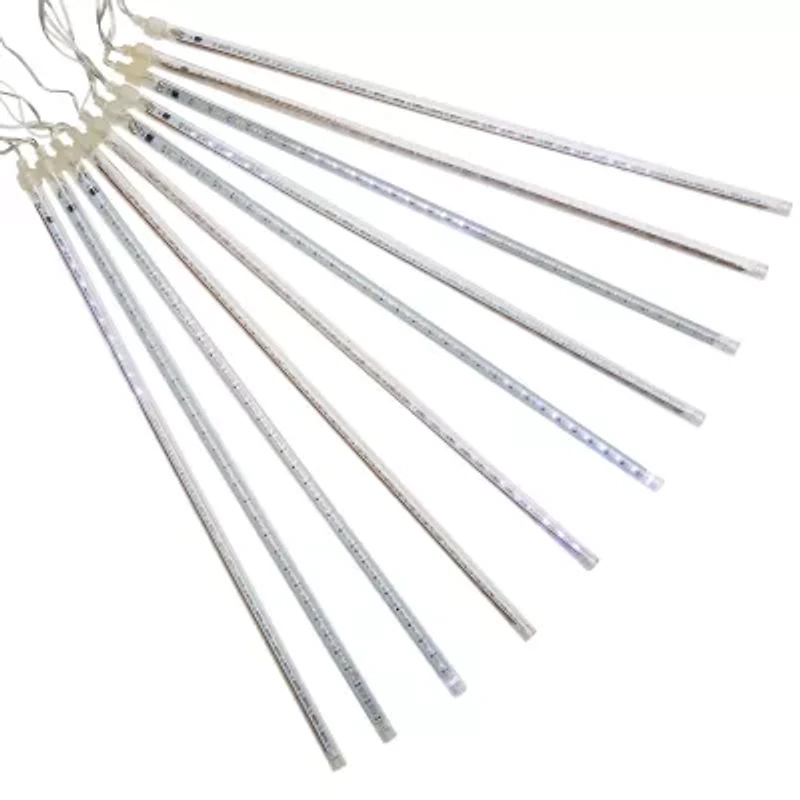 Northlight Set Of 10 White Led Snowfall Icicle Tube Lights - 20.5 Ft Clear Wire Indoor Icicle Lights