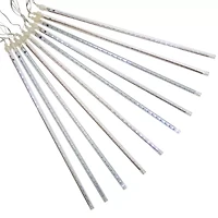 Northlight Set Of 10 White Led Snowfall Icicle Tube Lights - 20.5 Ft Clear Wire Indoor Icicle Lights