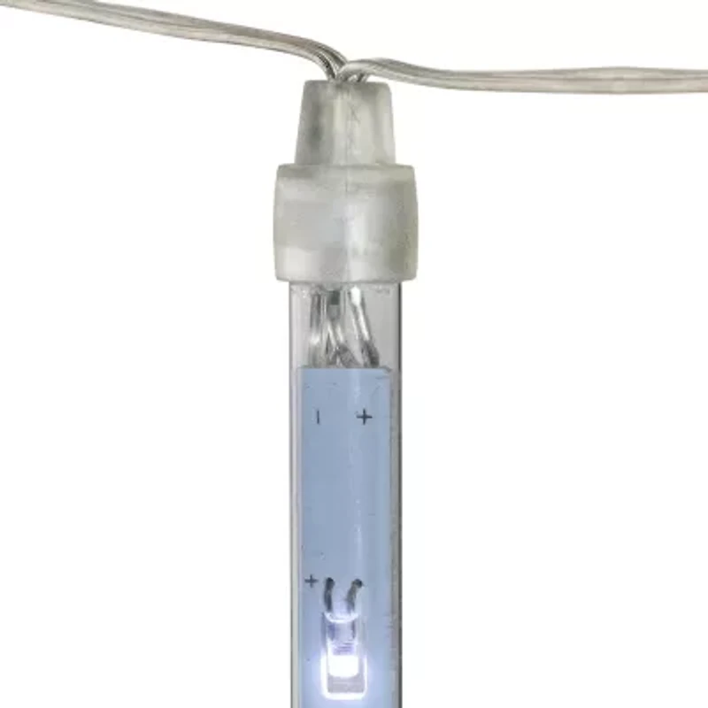 Northlight Set Of 10 White Led Snowfall Icicle Tube Lights - 20.5 Ft Clear Wire Indoor Icicle Lights