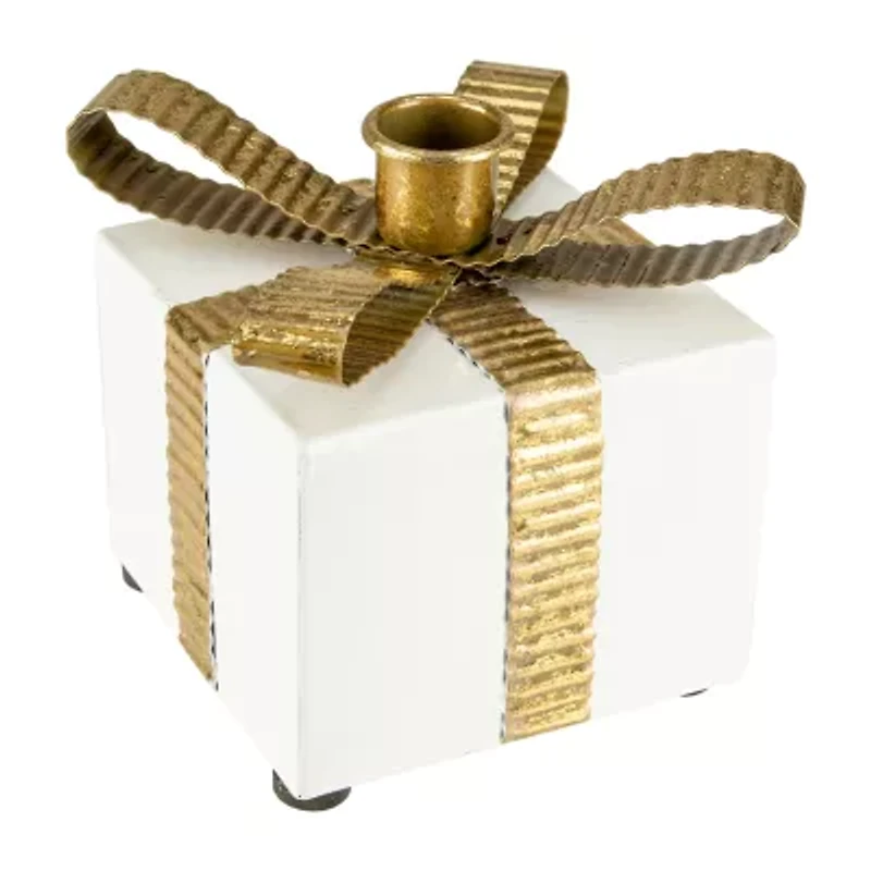 Northlight 4.5in Metal Gift Box Taper Candle Holder