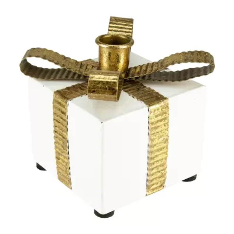 Northlight 4.5in Metal Gift Box Taper Candle Holder