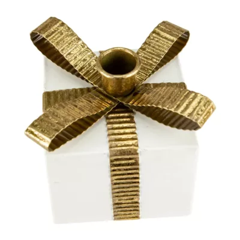 Northlight 4.5in Metal Gift Box Taper Candle Holder