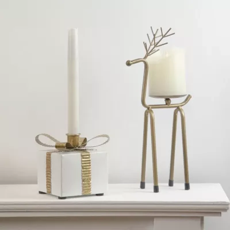 Northlight 4.5in Metal Gift Box Taper Candle Holder