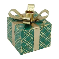 Northlight 4.5in Green Metal Gift Box Taper Candle Holder