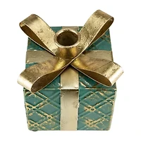 Northlight 4.5in Green Metal Gift Box Taper Candle Holder