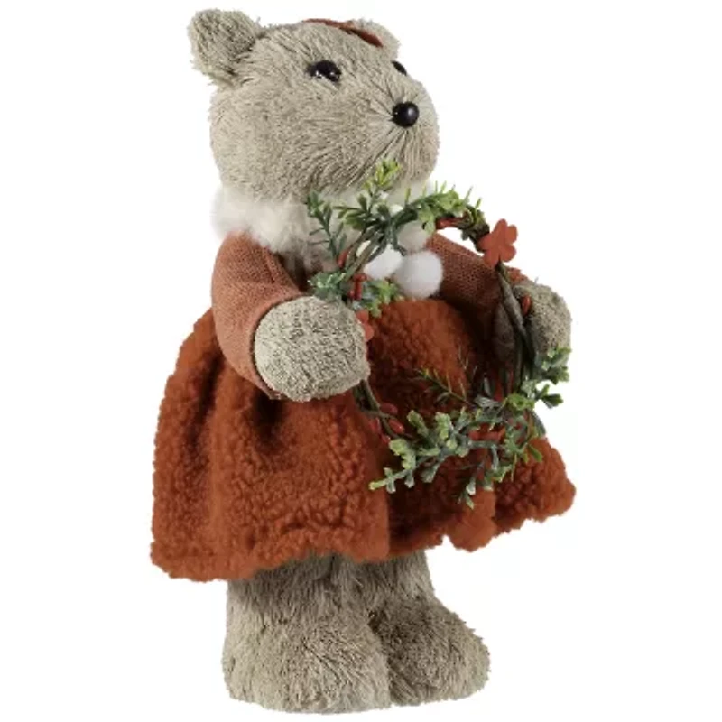 Northlight Woodland Girl Bear Holding - 10in Christmas Figurine