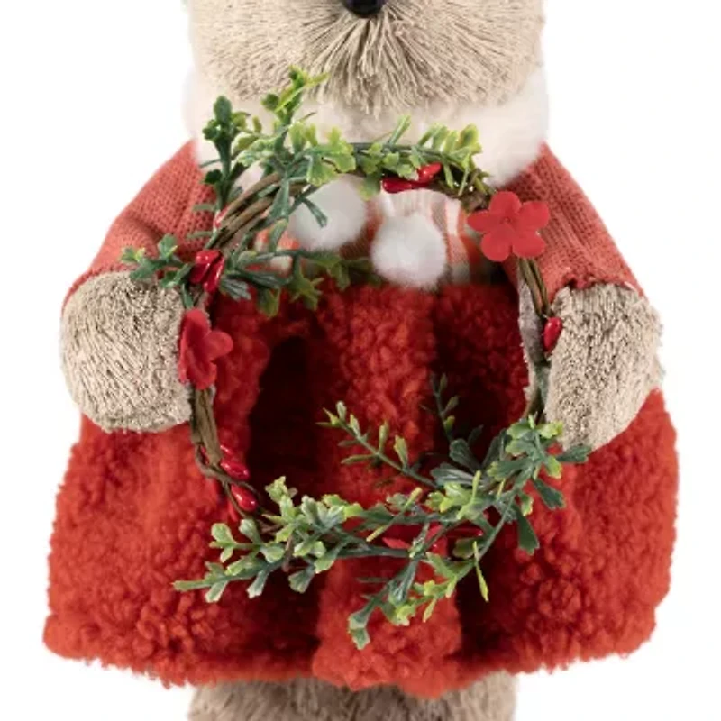 Northlight Woodland Girl Bear Holding - 10in Christmas Figurine