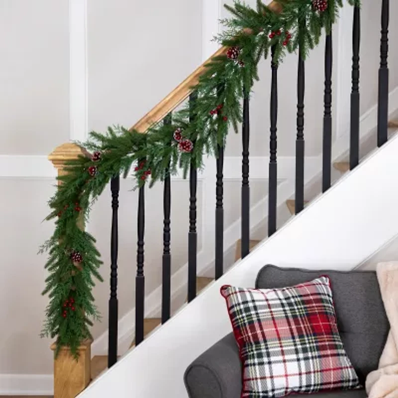 Northlight Real Touch™️ Wind River Fir With Glittered Pinecones - 7ft X 12in - Unlit Christmas Indoor Garland