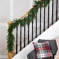 Northlight Real Touch™️ Wind River Fir With Glittered Pinecones - 7ft X 12in - Unlit Christmas Indoor Garland