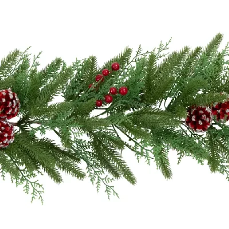 Northlight Real Touch™️ Wind River Fir With Glittered Pinecones - 7ft X 12in - Unlit Christmas Indoor Garland