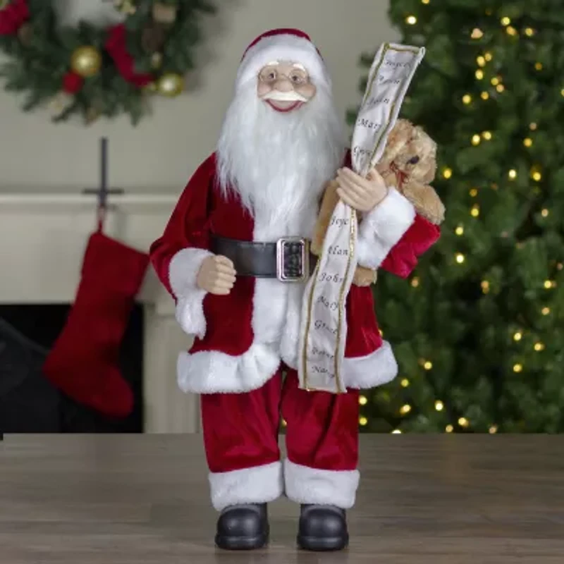 Northlight Standing With Teddy Bear And List - 24in Christmas Figurine