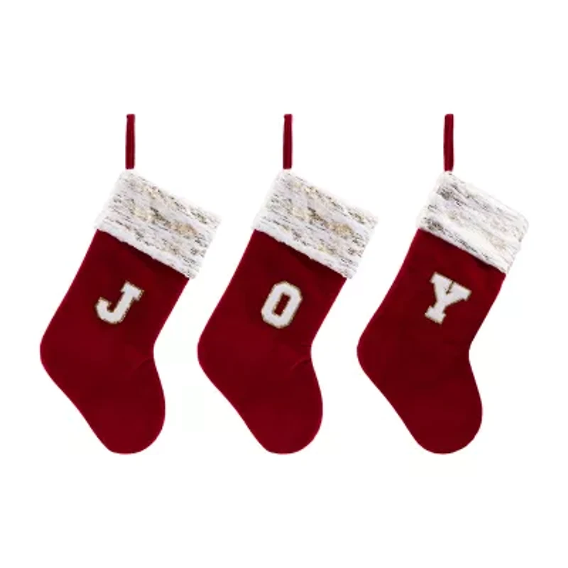 Northlight Velvet Joy - 20in- Red - Set Of 3 Christmas Stocking