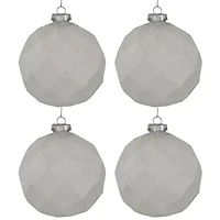 Northlight 4ct Glittered White Glass Ball 3.75in (95mm) Christmas Ornament