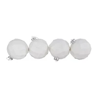 Northlight 4ct Glittered White Glass Ball 3.75in (95mm) Christmas Ornament