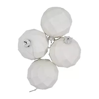 Northlight 4ct Glittered White Glass Ball 3.75in (95mm) Christmas Ornament