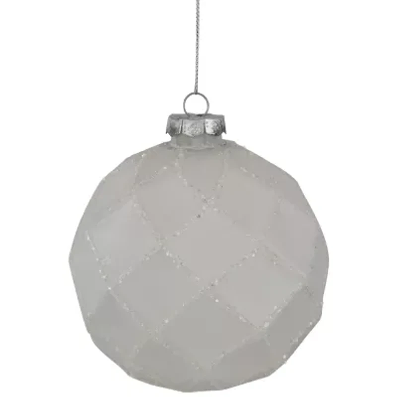 Northlight 4ct Glittered White Glass Ball 3.75in (95mm) Christmas Ornament