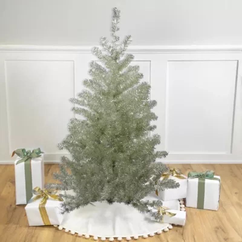 Northlight Metallic Platinum Artificial Tinsel - Unlit 4 1/2 Foot Christmas Tree
