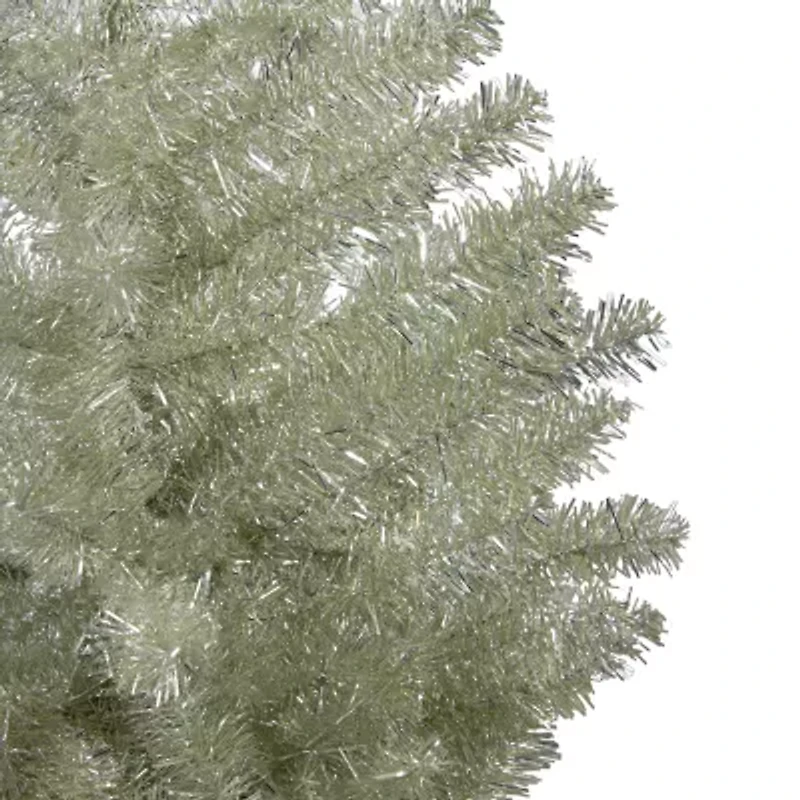 Northlight Metallic Platinum Artificial Tinsel - Unlit 4 1/2 Foot Christmas Tree