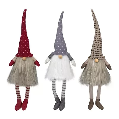 Northlight Sitting With Dangling Legs - 20in - Set Of 3 Christmas Gnome