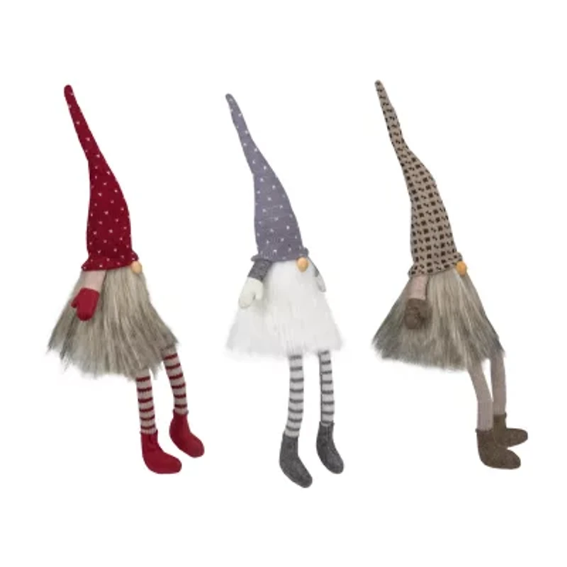 Northlight Sitting With Dangling Legs - 20in - Set Of 3 Christmas Gnome