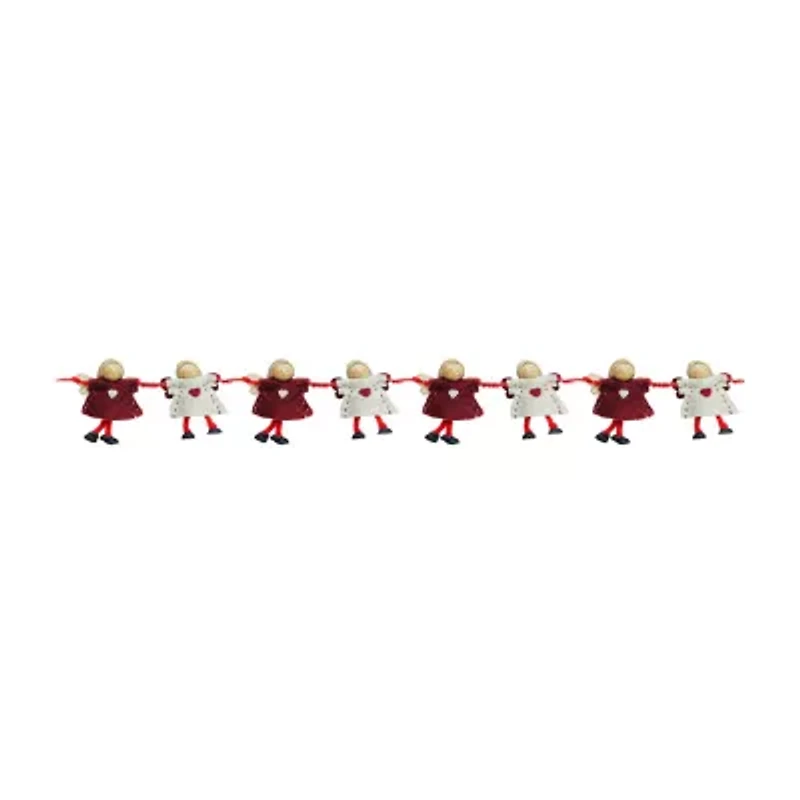 Northlight 4" Red And Beige Angel Dolls Christmas Indoor Garland