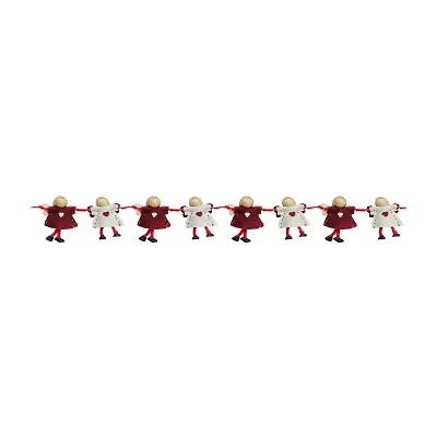 Northlight 4" Red And Beige Angel Dolls Christmas Indoor Garland