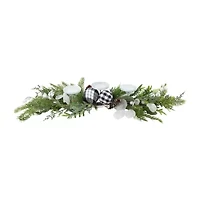 Northlight Mixed Foliage And Jingle Bell Pillar - 29in Candle Holder