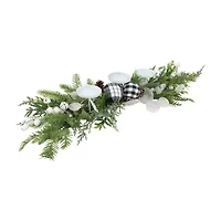 Northlight Mixed Foliage And Jingle Bell Pillar - 29in Candle Holder