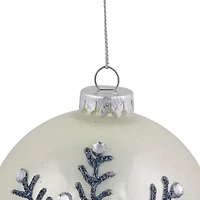 Northlight Set Of 2 Shiny Pearl White Glittered Snowflake Glass Ball 4in Christmas Ornament