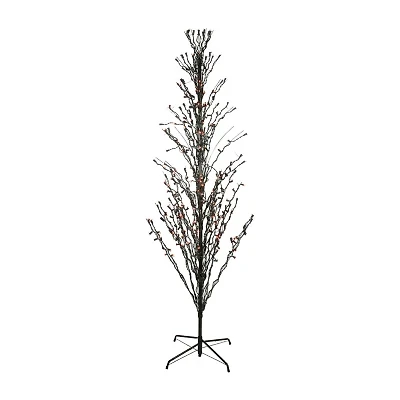 Northlight Pre-Lit Cascade Outdoor Twig - 4ft - Black - Orange Lights Lighted Indoor Artificial Tree