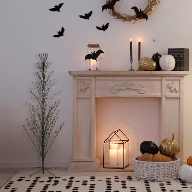 Northlight Pre-Lit Cascade Outdoor Twig - 4ft - Black - Orange Lights Lighted Indoor Artificial Tree